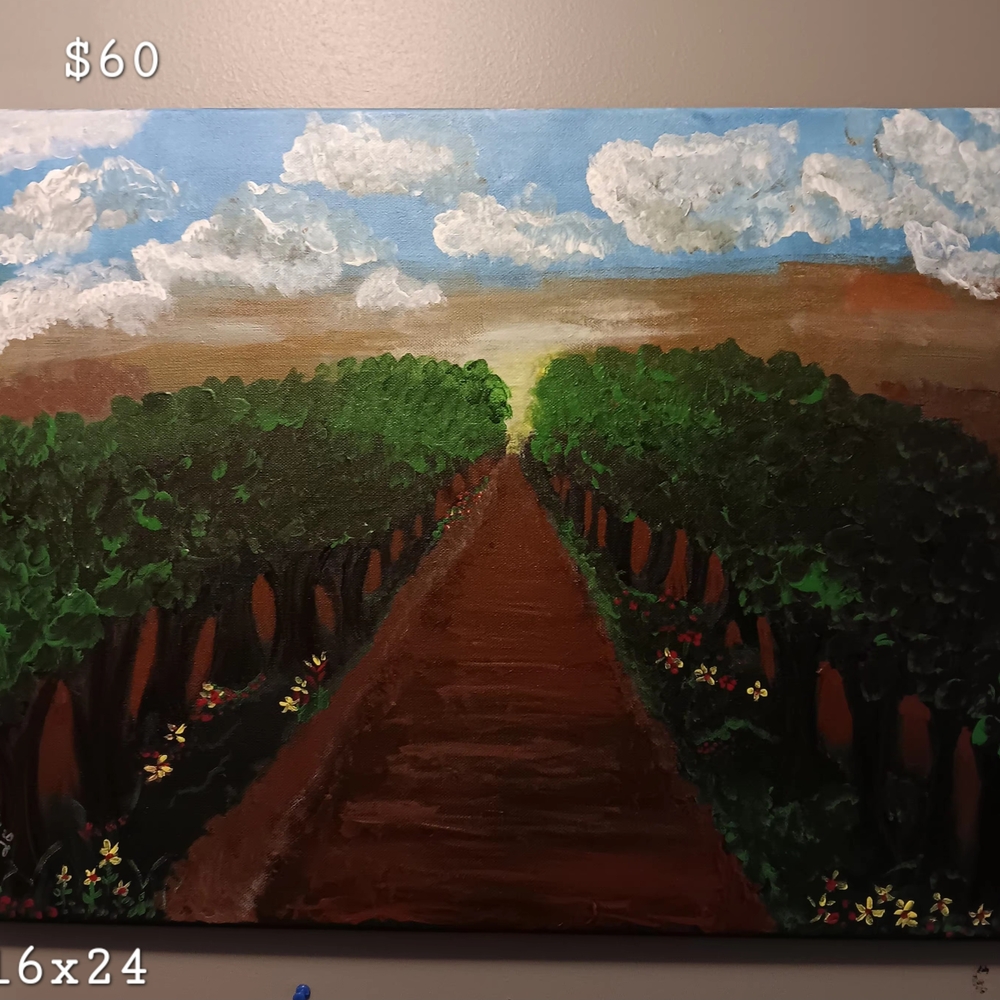 Landscape Canvas Art with Green and Brown Tones 16x24